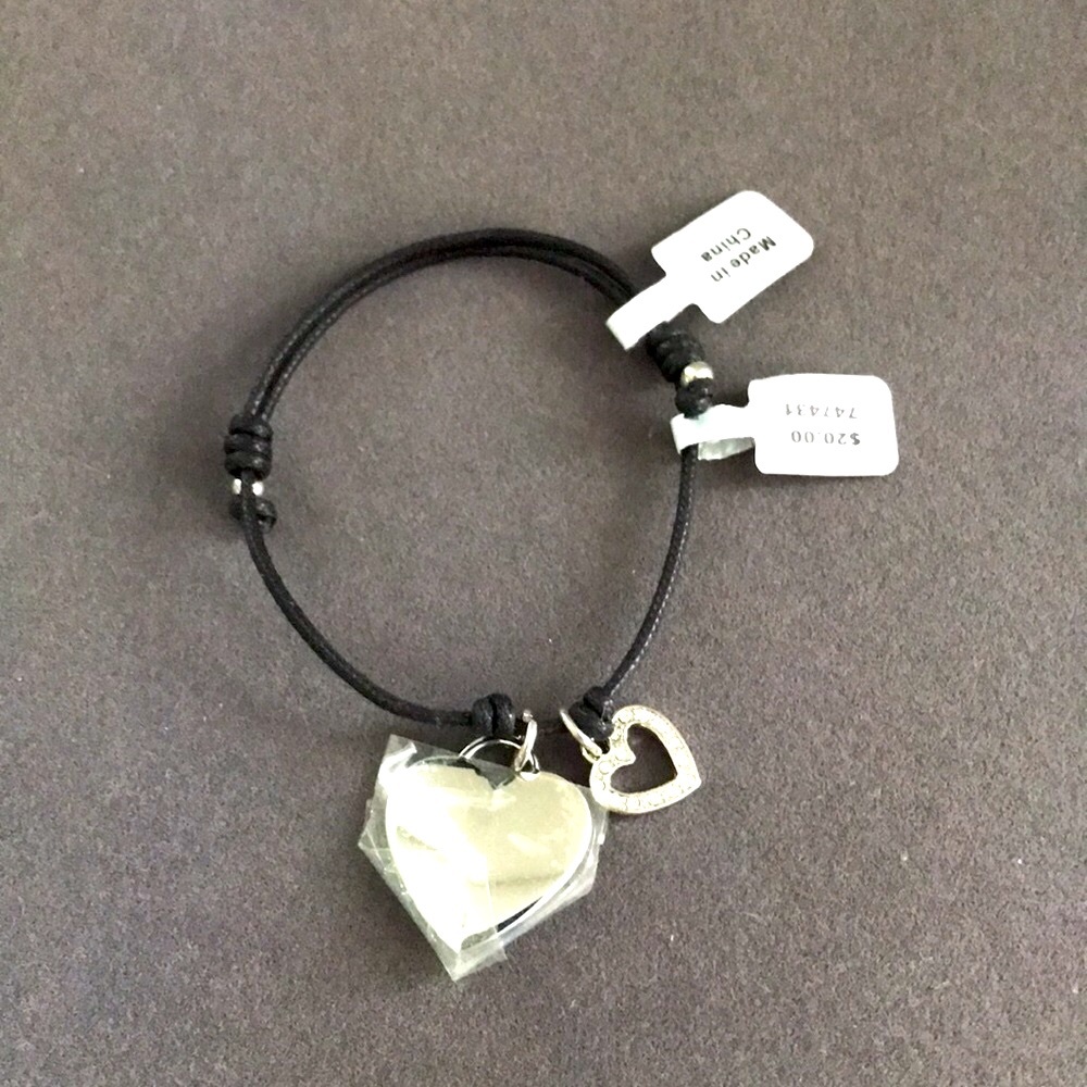 Adjustable Bracelet with Silver Heart Charms